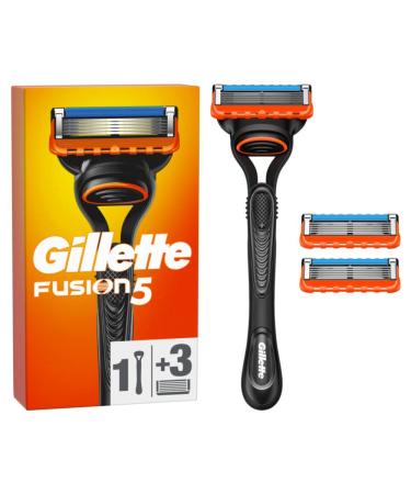 Gillette Fusion5 Men's Shaver 1 Gillette Razor 3 Blade Refills with Lubrastrip for a Close Shave 1 Handle + 3 Blade Refills