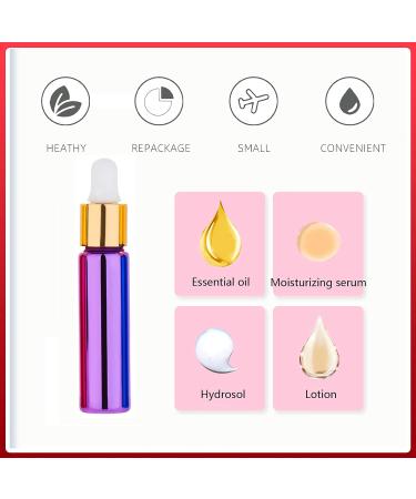 Tianzd Chrome Purple Drip Bottles - 6 Pack of 10ml Empty Glass Pipette Bottles for Essential Oils & Perfume Oils with Gold Screw Cap - Buy Online on GoSupps.com