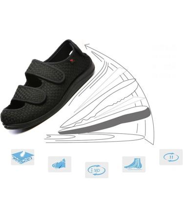 Yytcsjz Adjustable Edema Swollen Slippers - Lightweight Mesh Diabetic Shoes for Comfortable Walking - Black, 22cm Foot Length - Buy Online on GoSupps.com