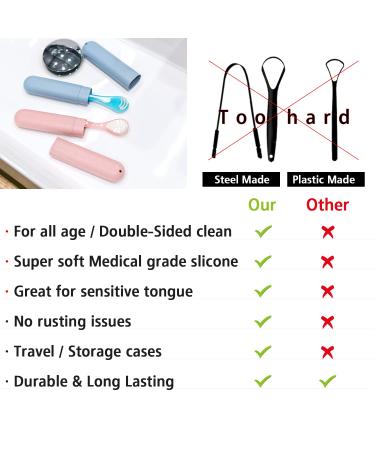 VEGOPET Double-Sided Silicone Tongue Scraper for Adults and Kids - Sensitive Tongue Cleaner, Reduce Bad Breath - 2 Pack with Travel Case - Buy Online on GoSupps.com
