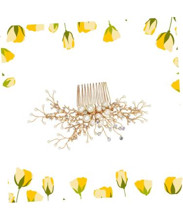 DOITOOL Bridal Hair Accessories Wedding Hair Comb Golden Hair Comb Wedding Hair Jewelry Pearl Hair Comb Tiara Women Hairpin Bridal Headdress The Flowers Headgear Hair up Bride - Buy Online on GoSupps.com