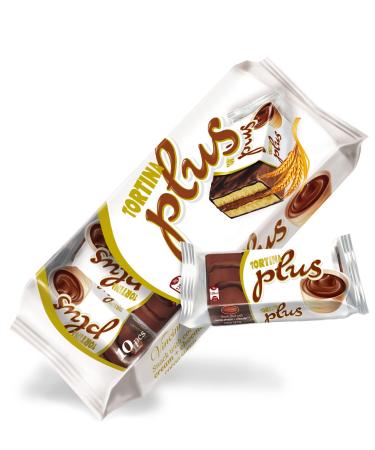 10x10 Tortina Plus cake slices cocoa cream covered with chocolate 300g - 10 cakes individually wrapped