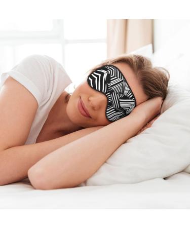 Black and White Geometric Lines Eye Mask | Soft Adjustable Sleeping Mask for Men & Women - Nighttime Comfort - Buy Online on GoSupps.com
