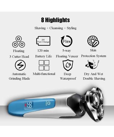 GeRRiT Electric Razor for Men - Waterproof Cordless Rotary Shaver with Beard Trimmer & LED Display - Perfect for Travel | USB Rechargeable - Buy Online on GoSupps.com
