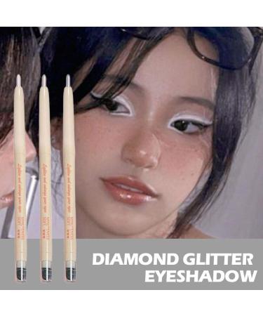 Diamond Glitter Eyeshadow Liner Pencil - Pearl White Highlighter & Silver Matte Waterproof Eyeliner for Shiny Makeup | International Shipping - Buy Online on GoSupps.com
