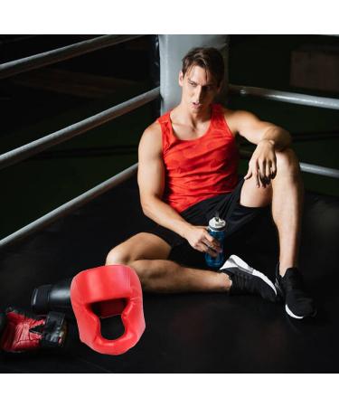 Professional Red Boxing Headgear - Adjustable Cotton Buffer Shockproof Facial Protection - Buy Online on GoSupps.com