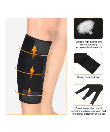 Adjustable Calf Compression Bandage - Neoprene Support for Men & Women | Reduce Swelling Alleviate Pain Aid Muscle Recovery Black - Buy Online on GoSupps.com