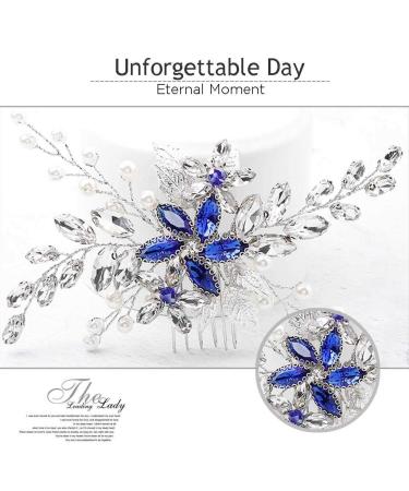 Olbye Blue Rhinestone Wedding Hair Comb - Bridal Hair Accessory for Bride & Bridesmaids - Buy Online on GoSupps.com