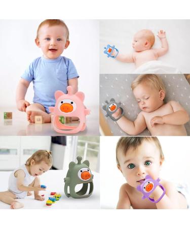 Pig Baby Teething Toys | BPA-Free Silicone Teether for Infants 0-12 Months | Grey - Buy Online on GoSupps.com