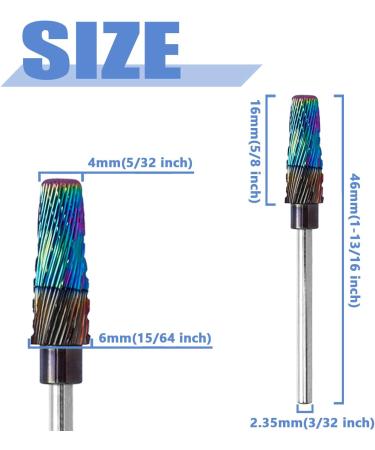 Mesee 5 in 1 Pro Nail Drill Bit 3/32" Shank Tapered Barrel Nail Bit Tungsten Steel Nail File Drill Bit for Manicure Pedicure Acrylic Hard Gel Nails Art Polishing Cuticle Removal - Buy Online on GoSupps.com