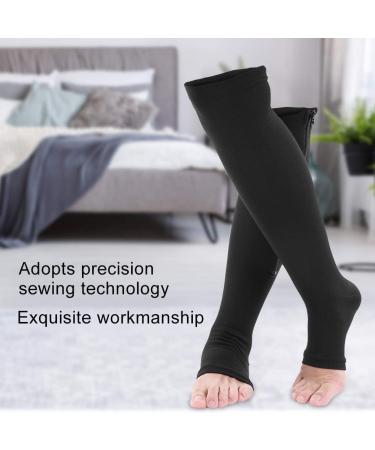 Medical Knee-High Compression Stockings for Men & Women 20-30 mmHg for Varicose Veins & Edema Open Toe Design Black - Buy Online on GoSupps.com
