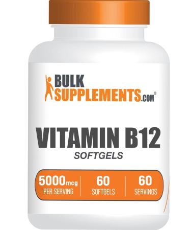 BULKSUPPLEMENTS.COM Vitamin B12 5000mcg Softgels - Cyanocobalamin Vitamin B Supplements - B-12 Vitamin - 1 Vitamin B-12 Softgel per Serving B12 Vitamins 5000 mcg - B 12 Vitamin Pills (60 Softgels) 60 Count (Pack of 1)