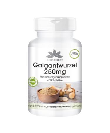 Galangal Root 250 mg - 400 Tablets for 200 Days - German Pharmacy Quality - Thai Ginger - Highly dosed - Vegan | HERBADIREKT by Warnke Vitalstoffe