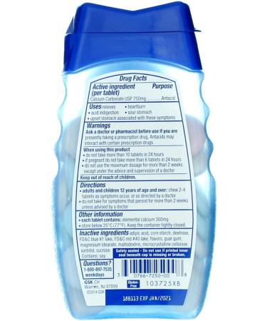 TUMS Extra Strength Smoothies Berry Fusion 750 mg Antacid Tablets - 60 Ct (Pack of 1) - Buy Online on GoSupps.com