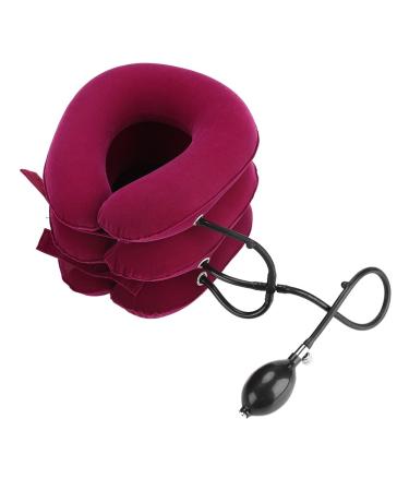 Neck support neck pain breakthrow inflatable neck collar inflatable cervical tensile mechanism adjustable head and neck massage device relieves neck pain (red)