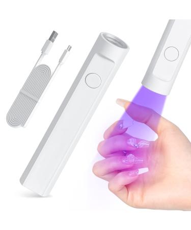 Mini UV Nail Lamp for Gel Nails Handheld UV Light for Nails Portable Led Nail Lamp 3W Nail Dryer for Curing Gel Polish Nail Glue Gel USB Nail Light Flashlight for Home DIY Manicure(White)
