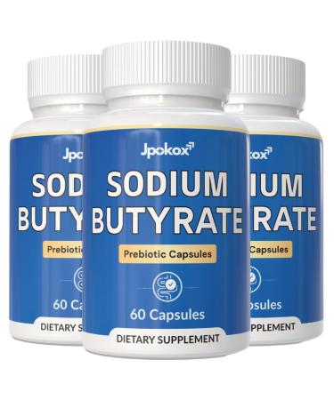 Jpokox Sodium Butyrate Capsules | Prebiotic & Probiotic Capsules | Butyrate Supplement | Capsules for Men & Women - 60 Capules (Pack 3)