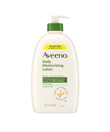 Aveeno Daily Moisturizing Body Lotion Fragrance-Free Light & Creamy Lotion for Dry Sensitive Skin With Prebiotic Oat Nourishes & Strengthens Skin's Moisture Barrier Value Size 33 fl oz - Buy Online on GoSupps.com