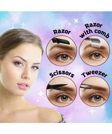 Professional Eyebrow Grooming Kit for Women and Men | Includes Brush, Razor, Comb, Scissor, Knife, Trimmer, and Tweezers - Buy Online on GoSupps.com