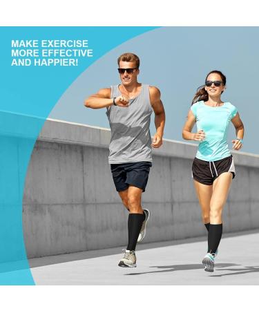 ACWOO Compression Socks for Women & Men - Breathable Thin Black Compression Stockings for Calf & Ankle Support - Ideal for Running, Sports, Flight, Maternity - 1 Pair - Buy Online on GoSupps.com