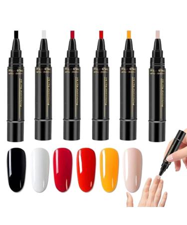  scyca 6 Pcs Gel Nail Pen Set Quick Dry Nail Art Pen No UV Nail Polish Accessories for Professional Manicure - Buy Online on GoSupps.com