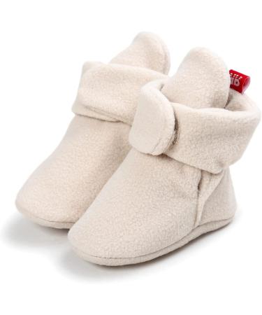 TMEOG Baby Booties Slippers | Infant Boots for Boys & Girls 0-18 Months | Soft Winter Sock Crib Shoes for Newborns | 0-6 Months | Beige - Buy Online on GoSupps.com