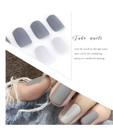 Sethain Matte Square Press-On Nail Tips - Gray Short Fingernails 24pcs Complete Cover for Women & Girls - International Shipping Available - Buy Online on GoSupps.com