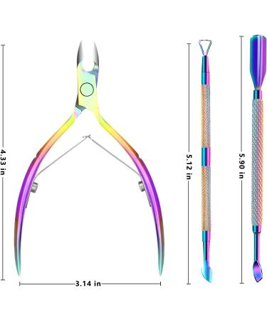 Stainless Steel Cuticle Trimmer Set | Professional Manicure Pedicure Tools with Cuticle Pusher, Scissors, and Remover | Durable Nail Clipper for Fingernails and Toenails - Colored - Buy Online on GoSupps.com