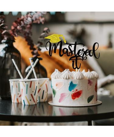 Master It Cake Topper Black Glitter Congrats Grad Cake Pick for 2024 Graduation Party Decoration - Buy Online on GoSupps.com
