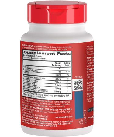 Move Free Advanced Glucosamine Chondroitin MSM Joint Support Supplement Supports Mobility Comfort Strength Flexibility & Bone 120 Tablets/40 Servings (2 Pack) - Buy Online on GoSupps.com