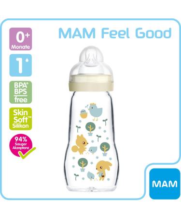 MAM Baby Glass Bottles 2 Pack - Feel Good from Birth 170ml & 260ml - Eco-Friendly Feeding Bottles for Infants - Buy Online on GoSupps.com