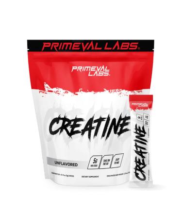 Primeval Labs Creatine Monohydrate Stick Packs | Easy Open Packets | Muscle Recovery + Builder for Men & Women | Workout Supplements Easy to Mix | 5g Creatine Per Serving (30 Count (Pack of 1)) 30 Count ( Pack of 1)