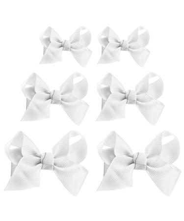 Yolev 6PCS Hair Bows for Girls Hair Bows Clips Hair Accessories Hair Clip for Teen Toddler Girls Kids (6inch 2 4inch 2 3inch 2) White