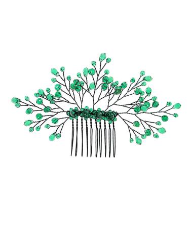 MAGICLULU Green Branches and Leaves Hair Comb Crystal Leaf Hair Comb Wedding Crystal Hair Decor Crystal Leaf Headdress Bride Hair Accessories Crystal Comb Hair Decor Wedding Hair Accessories