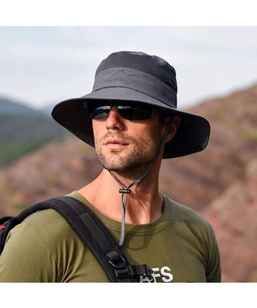 Ehsbuy Dark Gray Fischerhut for Men - Foldable Mesh Angler Safari Hat with Face Cover & Neck Flap - Ideal for Outdoor Adventures - Buy Online on GoSupps.com