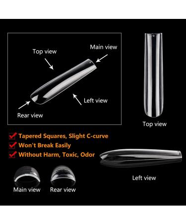 504Pcs Clear Nail Tips for Acrylic Nails Professional  XXL / XXXL Extra Long Tapered Square Acrylic Nail Tips  Full Cover Fake Nails False Nails  Nail Extension for Manicure Salon Home DIY Nail Art 504Pcs XXXL Square Bag - Buy Online on GoSupps.com