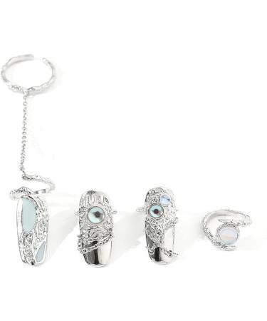 Metal Adjustable Nail Art Set Combination Joint Women Party Jewelry Metal Open Nail Set Alloy Material Finger Tip Men - Buy Online on GoSupps.com