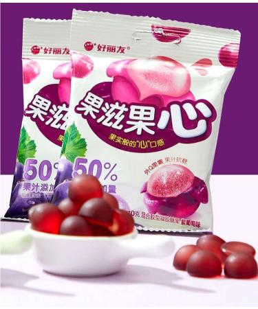 Peeling Fruit Fudge 50% Fruit Juice Content Candy Assorted Chewing Candy Green Grape Litchi Fruit Flavor Soft Candy Toffee Sweets desserts Casual Snacks gift pack (5bag Purple grape flavor) 5bag Purple grape flavor - Buy Online on GoSupps.com