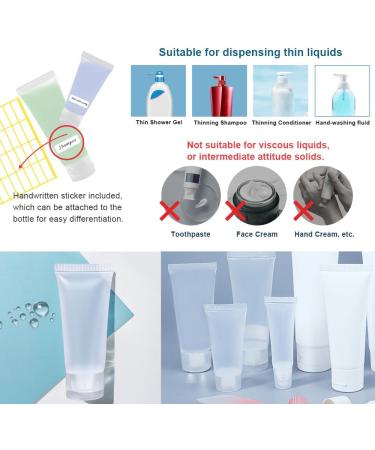 10 Pcs Plastic Soft Tubes Refillable Bottles Set with Funnel - Ideal for Shampoo, Cleanser, Shower Gel, Lip Balm - Transparent Design (15ml/20ml/30ml/50ml) - Buy Online on GoSupps.com