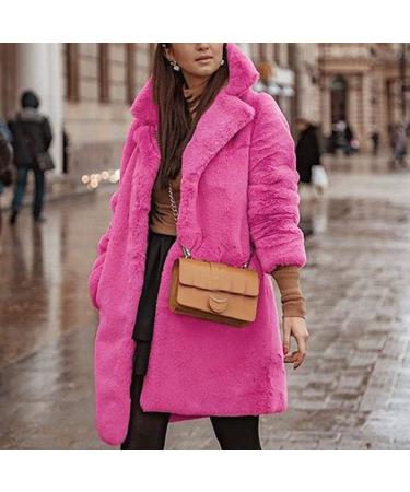 Shop Hanxiulin Women's Plush Fleece Jacket - Oversized Warm Hoodie Long Winter Coat 3XL Pink - Cozy Outerwear for Cold Weather - Buy Online on GoSupps.com