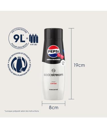 SodaStream Cherry Zero Pepsi Concentrate for Sparkling Water and Soda Machine | Prepare up to 9 Liters of Pepsi in Seconds Original Taste 440ml - Buy Online on GoSupps.com