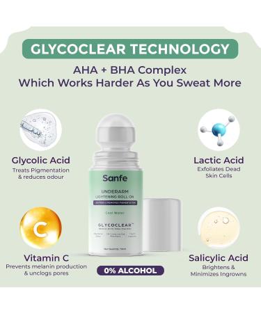 Underarm Lightening Roll-On with 5% AHA & Glycolic Acid | Pigmentation Remover & Deodorant for Men & Women | Glycoclear Technology - Buy Online on GoSupps.com