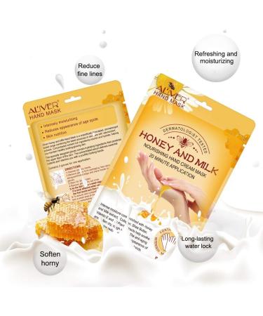 Generic Hand Mask 3 Pairs Hands Mask Moisturizing Gloves Honey and Milk Hand Masks Hand Skin Repair Renew Mask Infused Collagen + Natural Plant Extracts for Dry Aging Cracked Hands - Buy Online on GoSupps.com
