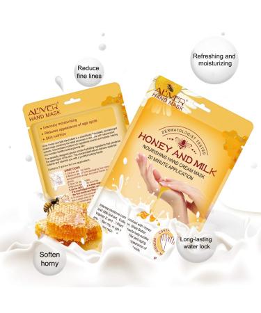 4 Pairs Moisturizing Peeling Hand Mask with Honey & Milk - Natural Plant Extracts Collagen Brightening & Anti-Aging Repair (Honey & Lavender) - Buy Online on GoSupps.com