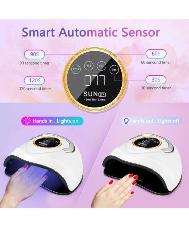 180W UV Gel Nail Lamp - Professional LED Nail Dryer for Gel Polish | 4 Timers & Accessories for Curing Toe Nails - Buy Online on GoSupps.com