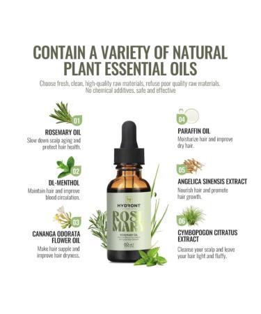 Hydront Rosemary Oil 2 Fl Oz | Paraben-Free Hair Growth & Strengthening Oil for All Hair Types - Buy Online on GoSupps.com