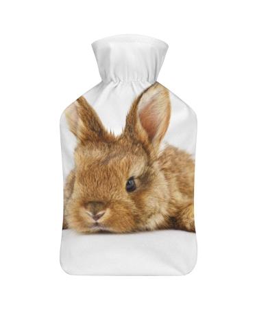 Brown Rabbit Hot Water Bottle With Cover Plush Bed Bottle Hand Warmer For Adults And Children 26.5X15.3cm
