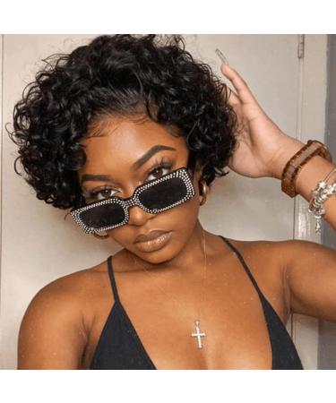 Beauty Forever 8 Inch Pixie Cut Lace Front Wig | 10A Grade Brazilian Human Hair Short Bob | 150% Density Curly Bob Wig - Buy Online on GoSupps.com