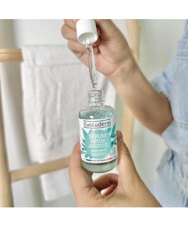EVOLUDERM Detox Serum with Marine Algae and Hyaluronic Acid - 30 ml - 98% Natural Origin - Vegan - Made in France - Buy Online on GoSupps.com