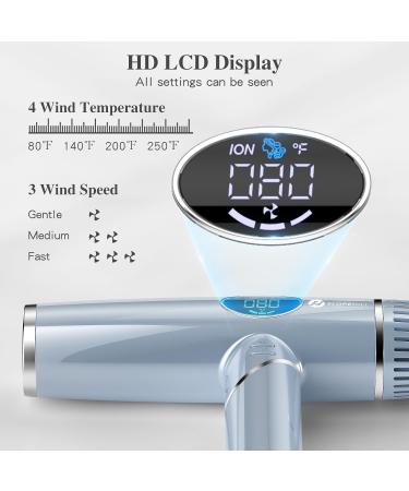 Ions F hn 2000W Hair Dryer | Quick Drying Brushless Engine Quiet & Lightweight | Magnetic Diffuser Long Cable & LCD Display | Ideal for Home Salon & Travel - Blue - Buy Online on GoSupps.com